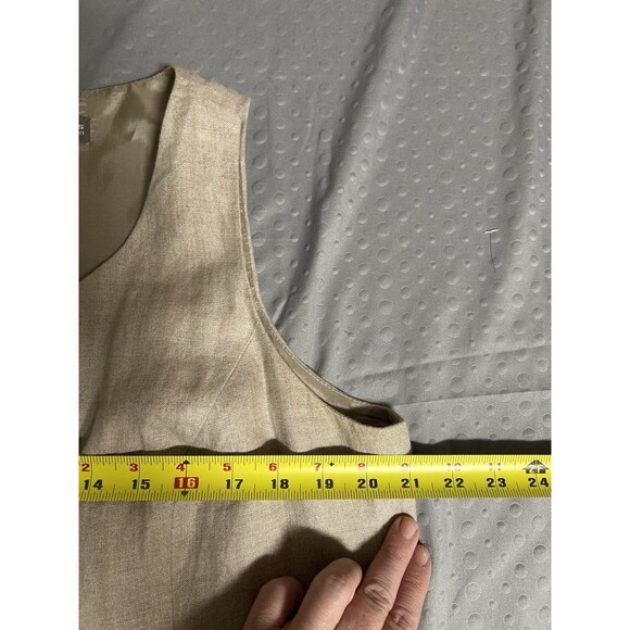 Valerie Stevens Pure Linen Maxi Dress  16 Tan  Two Layers Lagenlook Coastal Boho - Picture 4 of 6